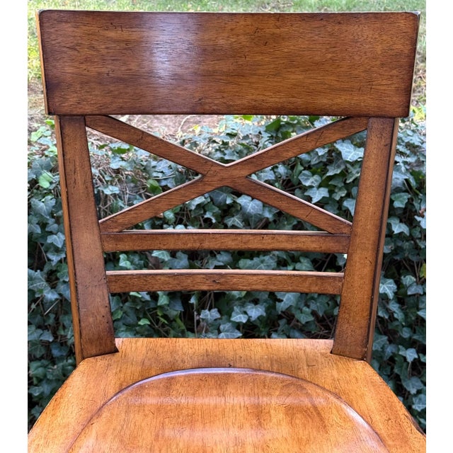 Brown Ethan Allen “Tango” Cross Back Barstools - Set of 3 For Sale - Image 8 of 12