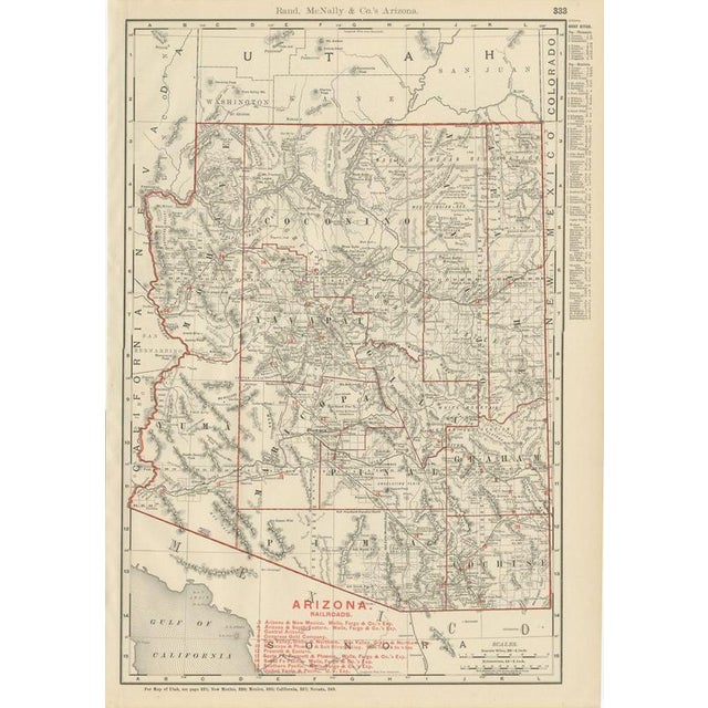 Antique Map of Arizona Territory with the Grand Canyon by Ran McNally, 1899 For Sale - Image 12 of 12