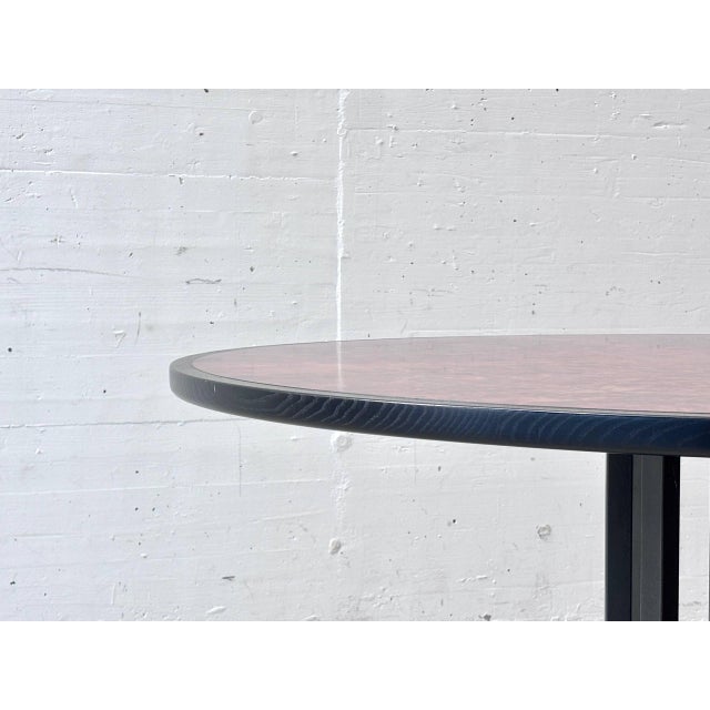 Round Dining Table in Thuja Root Veneer and Steel, 1980s For Sale - Image 9 of 16