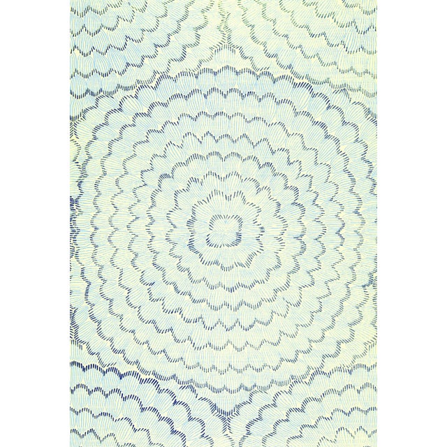 Sample - Schumacher X Celerie Kemble Feather Bloom Wallpaper in Two Blues For Sale