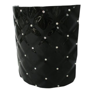 Murano Black Diamond Pattern Glass Shade With Swarovski Crystals For Sale