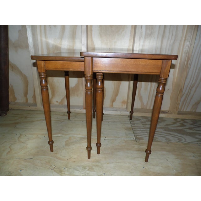 Traditional Vintage Mid Century Baumritter Solid Maple Nesting Tables C. 1959 For Sale - Image 3 of 12