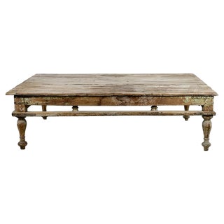 Large Coffee Table in Weathered Wood For Sale