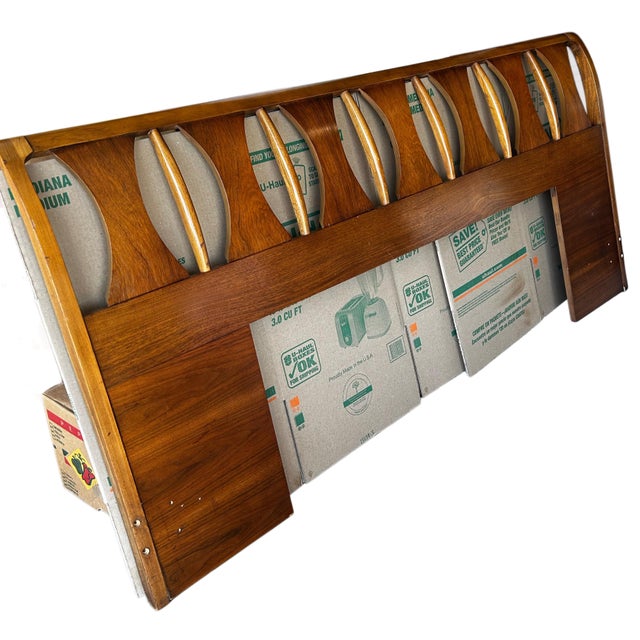 Mid-Century Modern Kent Coffey Perspecta Walnut & Rosewood King Headboard. Featuring a straight line design, seven...