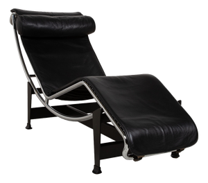 Bauhaus LC 4 Chaise Lounge in Black Leather by Le Corbusier for Cassina