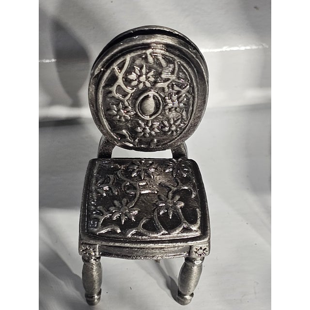 Vintage Set of 16 Figural Pewter Chair Place Card Holders For Sale - Image 4 of 7