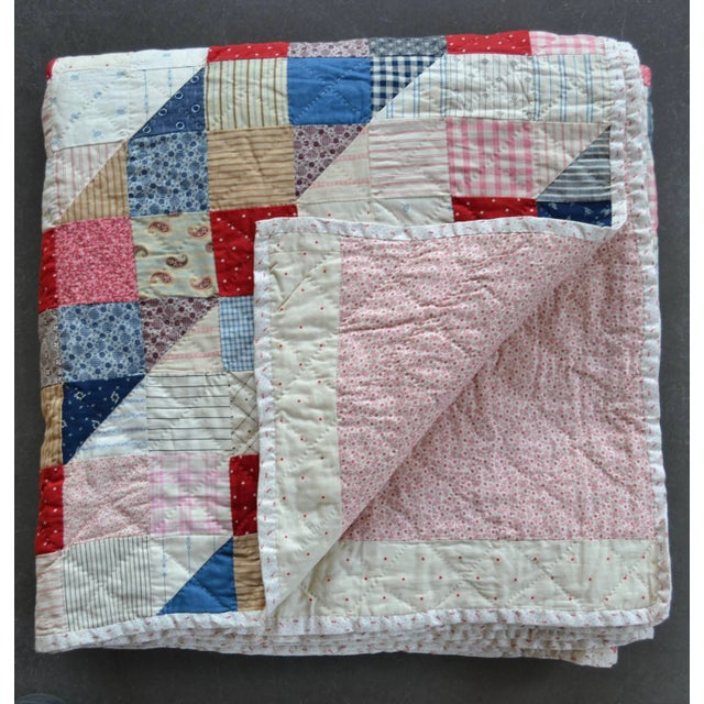 Textile 1910s ”Trip Around the World” Antique Quilt - For Sale - Image 7 of 16