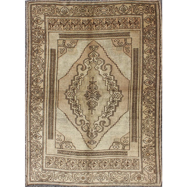 1940s Vintage Turkish Oushak Rug - 4′ × 5′7″ For Sale In Atlanta - Image 6 of 6