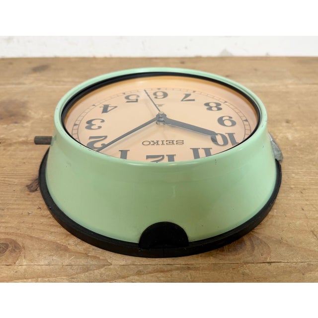 Vintage Green Ships Wall Clock from Seiko, 1970s For Sale - Image 14 of 18