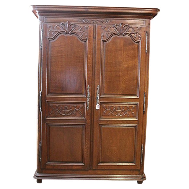 18th Century Louis XIV French Oak Wardrobe For Sale