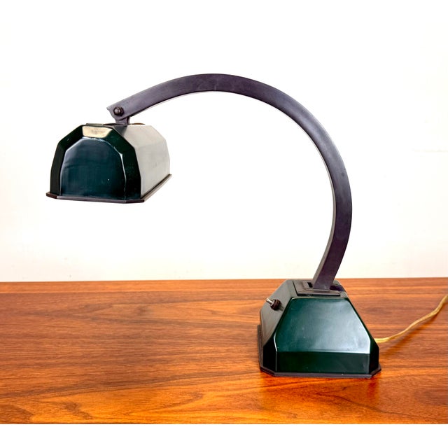 Vintage Art Deco Mid Century Modern Adjustable Desk Banker’s Lamp For Sale In New York - Image 6 of 12