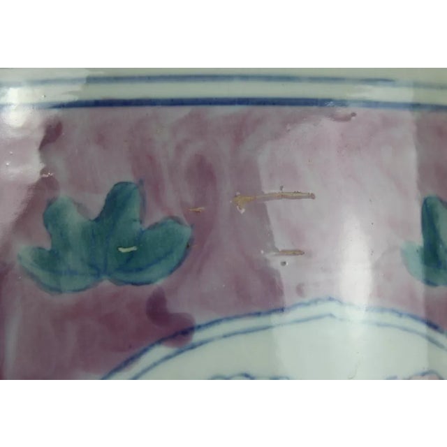 Late 20th Century Chinese Porcelain Hand Painted Floral Umbrella Stand For Sale - Image 11 of 12