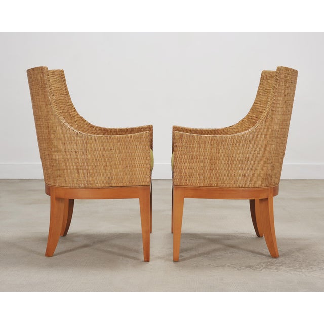 Set of Six McGuire Umbria Woven Rattan Cane Dining Armchairs For Sale - Image 10 of 18