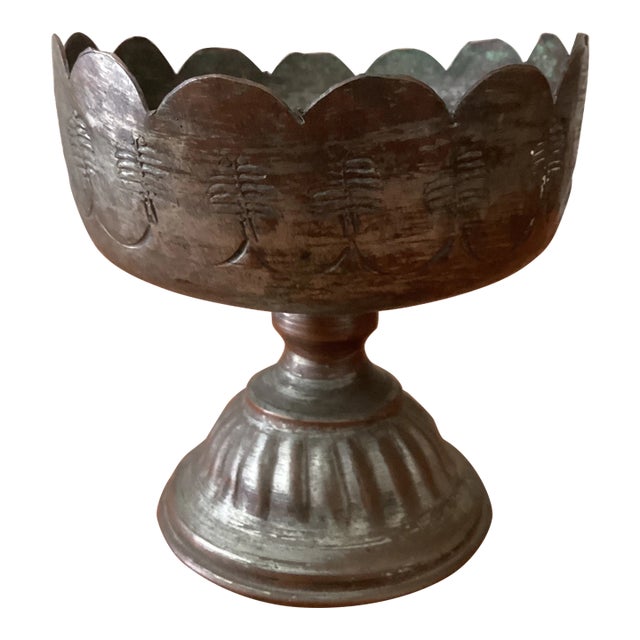 Antique Mid 19th Century Middle Eastern Silver on Cooper Footed Bowl For Sale