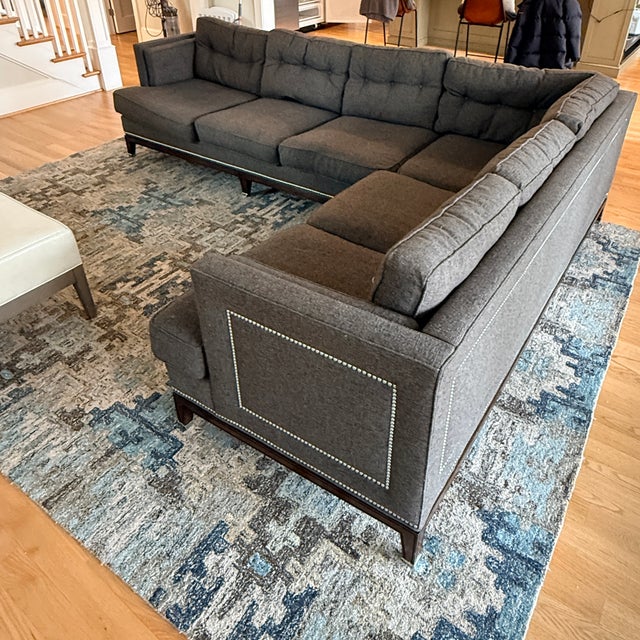 Transitional Charcoal Gray Vanguard Whitaker Sectional For Sale - Image 3 of 13