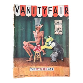 Vintage Vanity Fair Oct 1934 Tattooed Man Uncle Sam New Deal Garretto Art For Sale