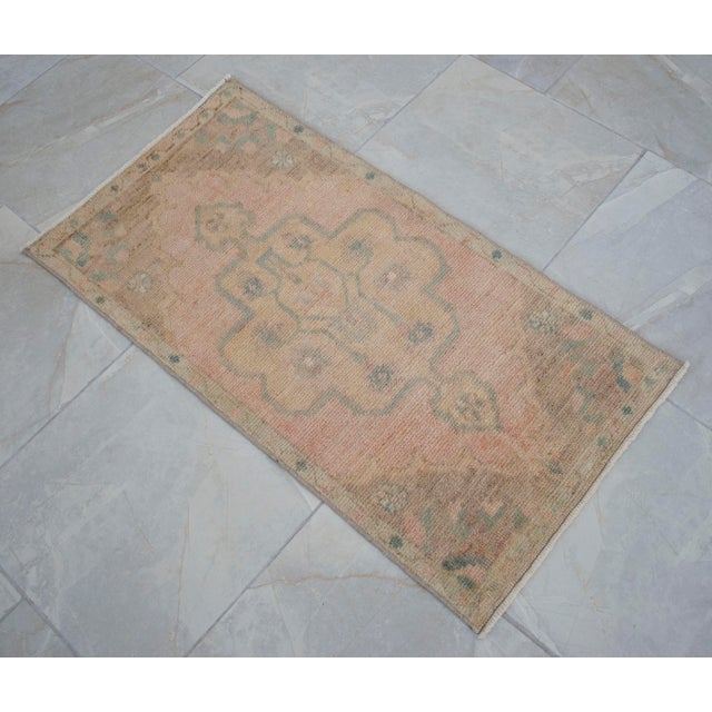 Turkish 1970s Vintage Hand Knotted Small Rug For Sale - Image 3 of 8