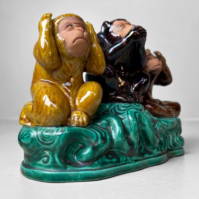 Kutani-Yaki Three Wise Monkeys Sculpture by Nukagawa Kiyoshi, Japan, 1960s For Sale - Image 8 of 18