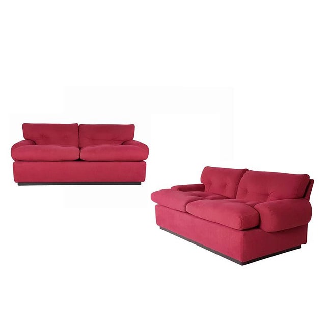 Crimson Alcantara Two-Seater Sofas by Piero Ranzani for Elam, 1960s, Set of 2 For Sale - Image 15 of 15