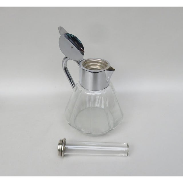 Art Deco Glass and Chrome-Plated Carafe with Ice Insert, 1930s For Sale - Image 6 of 18