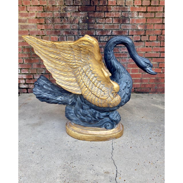 Rococo Exquisite Vintage Hollywood Regency Parcel Gilt Swan Pedestal Dining Table Base - Newly Painted For Sale - Image 3 of 12