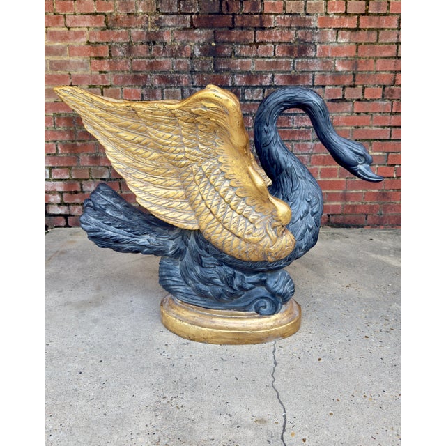 Rococo Vintage Hollywood Regency Parcel Gilt Swan Pedestal Dining Table Base - Newly Painted For Sale - Image 3 of 13