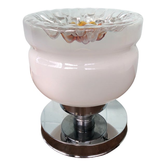 Vintage Italian Table Lamp in Murano and Steel Glass, 1970s For Sale