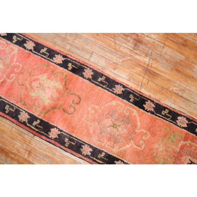 Textile Narrow Antique Orange Tibetan Runner - 1'7" x 7'6" For Sale - Image 7 of 9