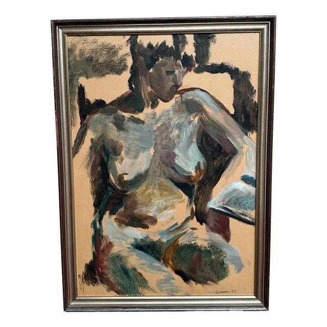 Mats Rehnman, Nude Study, 1984, Oil Painting on Panel, Framed For Sale