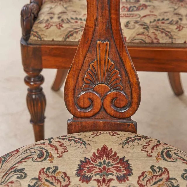 Neoclassical Chairs in Walnut, Set of 4 For Sale - Image 6 of 8