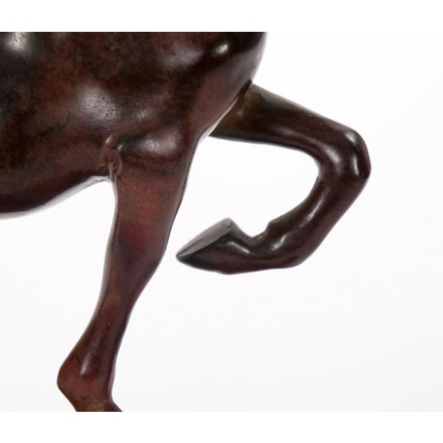 20th Century Patinated Bronze Decorative Sculpture of Horse / Square Base For Sale - Image 9 of 11