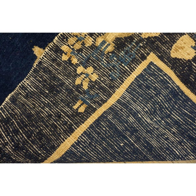 Navy Blue 1900s Blue Antique Chinese Vase Art Deco Peking Hand Knotted Rug 2' X 2'10" For Sale - Image 8 of 8