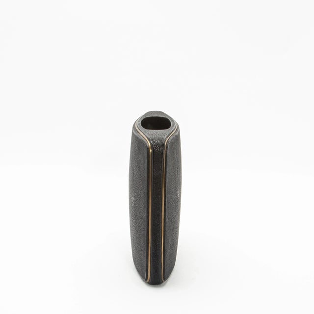 2020s Shagreen Vase With Brass Details by R&y Augousti For Sale - Image 5 of 7