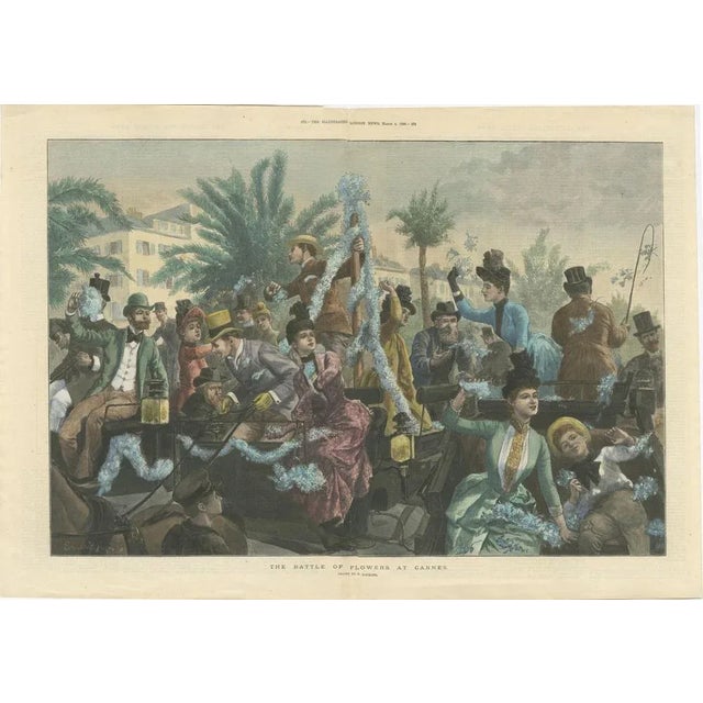 The Battle of Flowers at Cannes, 1889, Engraving on Paper For Sale - Image 6 of 6