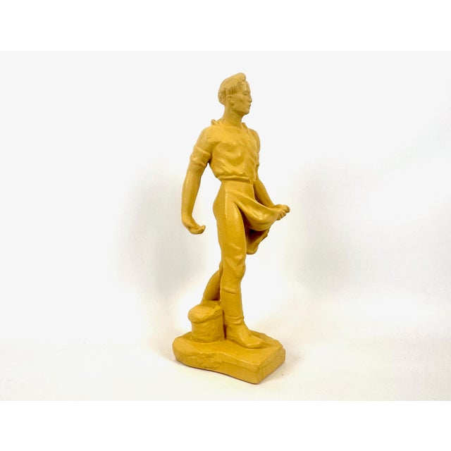 Socialist Realist Style Ceramic Sculpture of Sower, Former Czechoslovakia, 1940s For Sale - Image 12 of 12