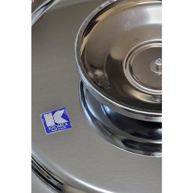 Mid Century Kromex Pressed Glass on Pedastal Relish Entertainment Set For Sale - Image 9 of 12