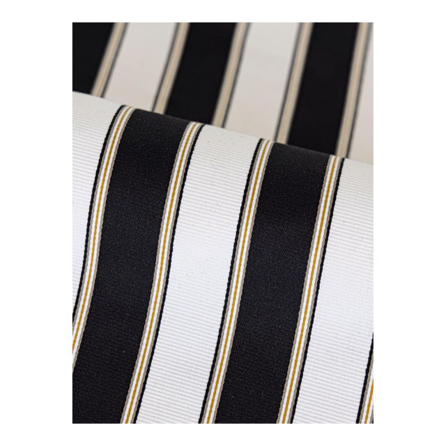 The House of Scalamandré Piano Stripe Fabric, Ebony For Sale