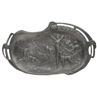 Decorative French Art Nouveau Dish in Tin, 1910 For Sale