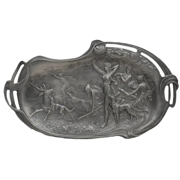 Decorative French Art Nouveau Dish in Tin, 1910 For Sale