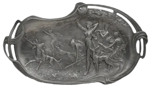 Decorative French Art Nouveau Dish in Tin, 1910