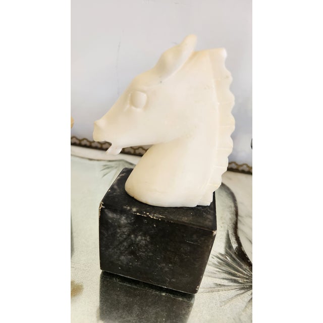 Mid-Century Modern Vintage Carved Marble Horse Head Bookends, Pair For Sale - Image 3 of 18