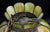 Antique Avocado Ceiling Light Shade With Slag Glass and Bronze Bands For Sale - Image 12 of 18