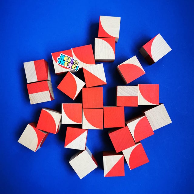 1989 Vintage Kurt Naef Ornabo Cubes Blocks Game Toy Puzzle Wooden 1980s Swiss Made Hubert Zimmermann For Sale - Image 12 of 17