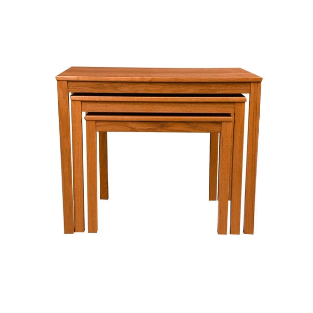 1970s Danish Mid Century Modern Teak Nesting Tables - Set of 3 For Sale In Baltimore - Image 6 of 11