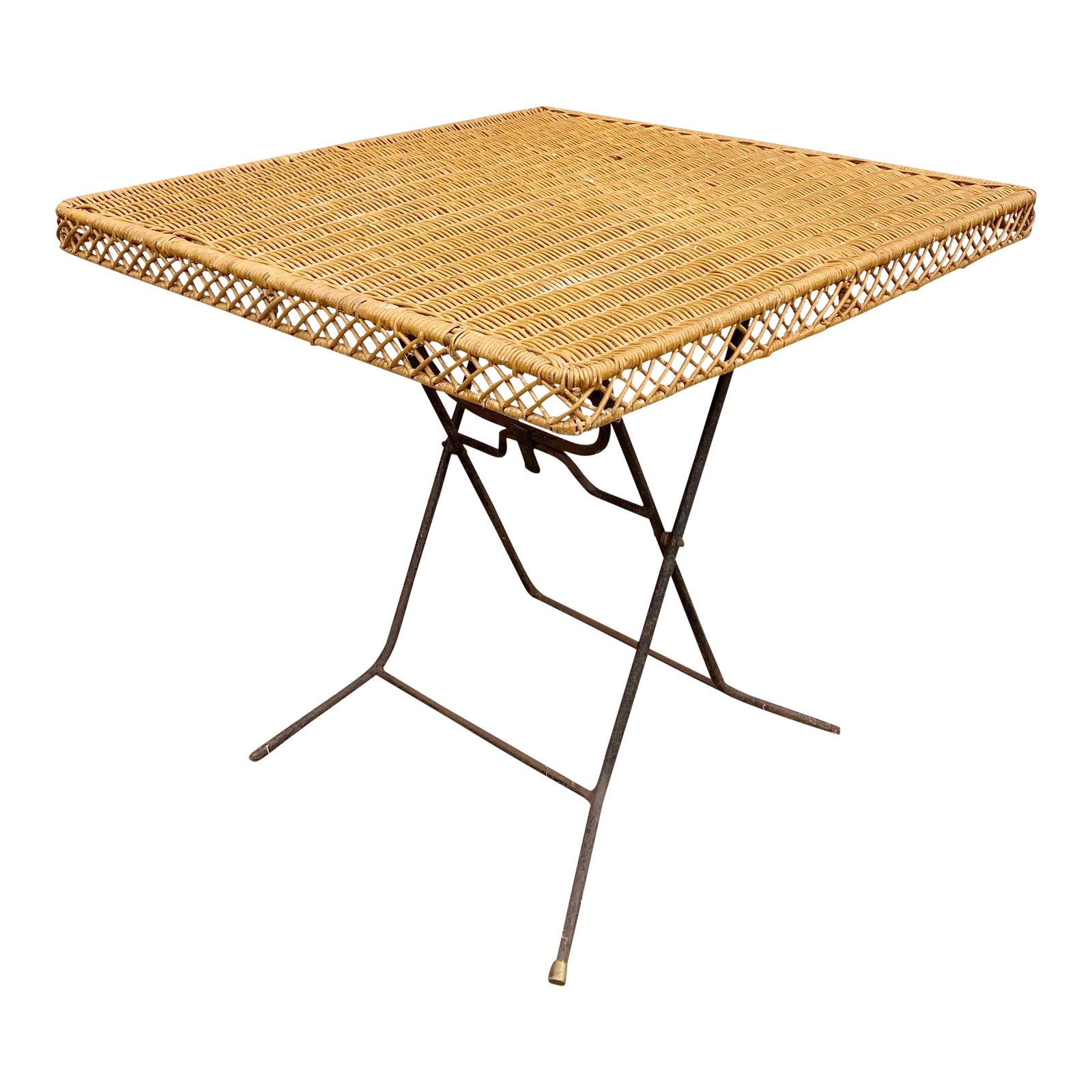 1950s Wicker Fold Up Dining Table Chairish