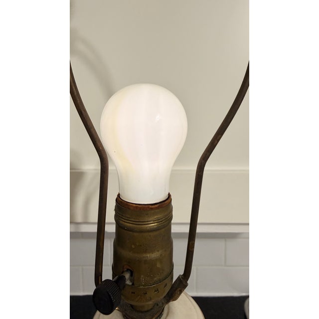 Vintage Ruby Porcelain Courting Scene Table Lamps With Gilt Accents — Pair For Sale - Image 9 of 12