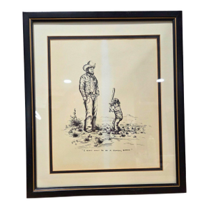 Vintage 1977 Bill Rains Western Print – “I Don’t Want to Be a Cowboy, Daddy”