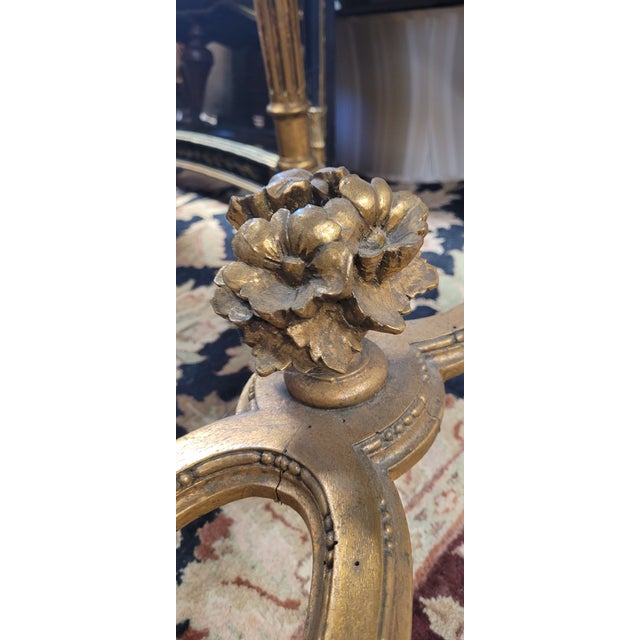 French Early 20th Century Beautiful Gilt Wood and Marble French Table For Sale - Image 3 of 13