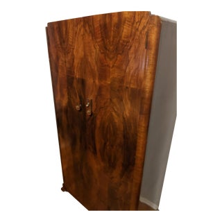 Early 20th Century Art Deco Burl Walnut Wardrobe For Sale