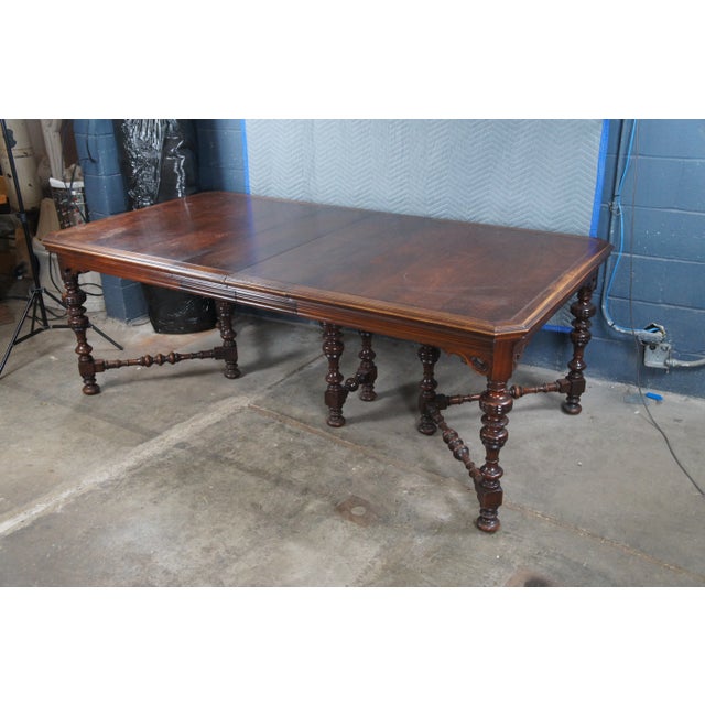 Antique Orinoco Jacobean Spanish Revival Oak Pierced Scroll Dining Table 72" For Sale - Image 12 of 15